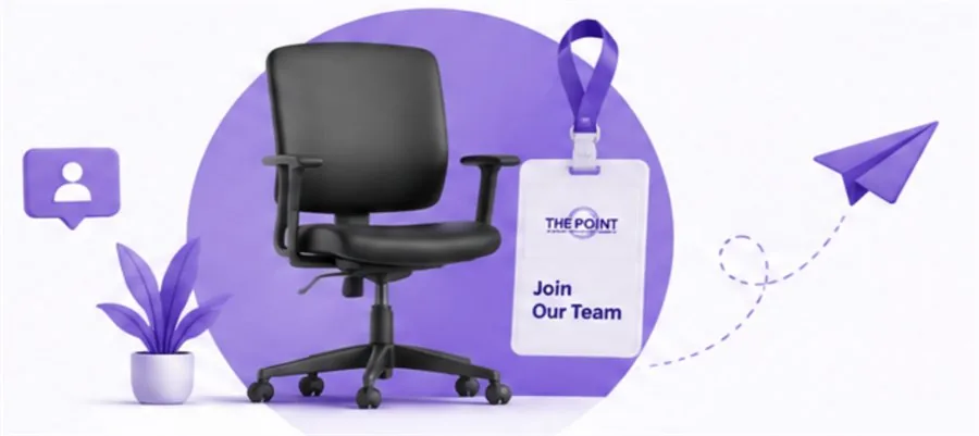 An office chair, a Join Our Team lanyard and a paper plane